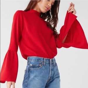 Mock Neck Bell Sleeve Top